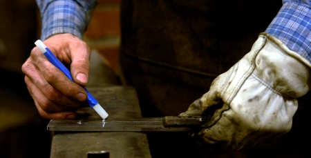 Marking the jaw and the boss with soapstone